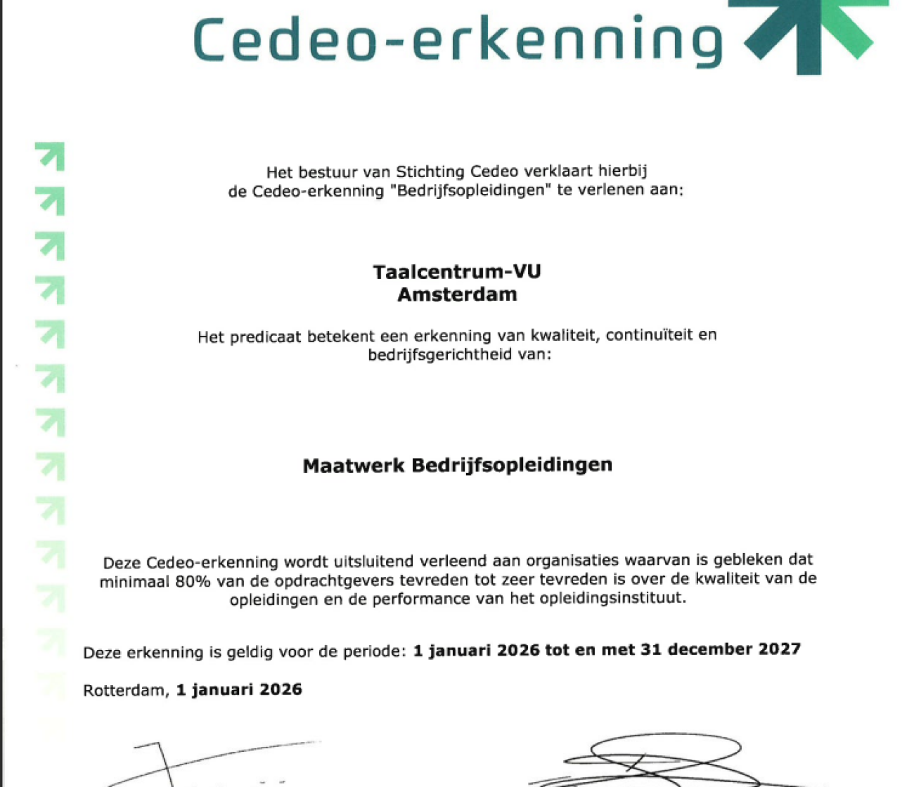 Taalcentrum-VU opnieuw Cedeo-erkend